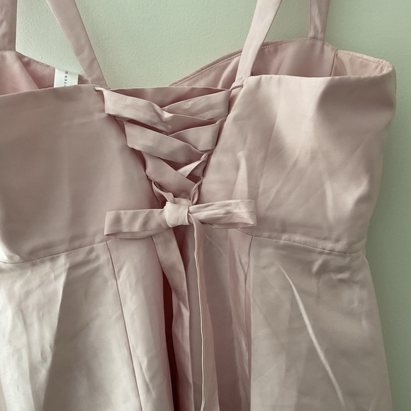 ALFRED SUNG Lace-Up Bustier Full Skirt Pockets Satin Pink Maxi Dress NWT 18 - Picture 9 of 13